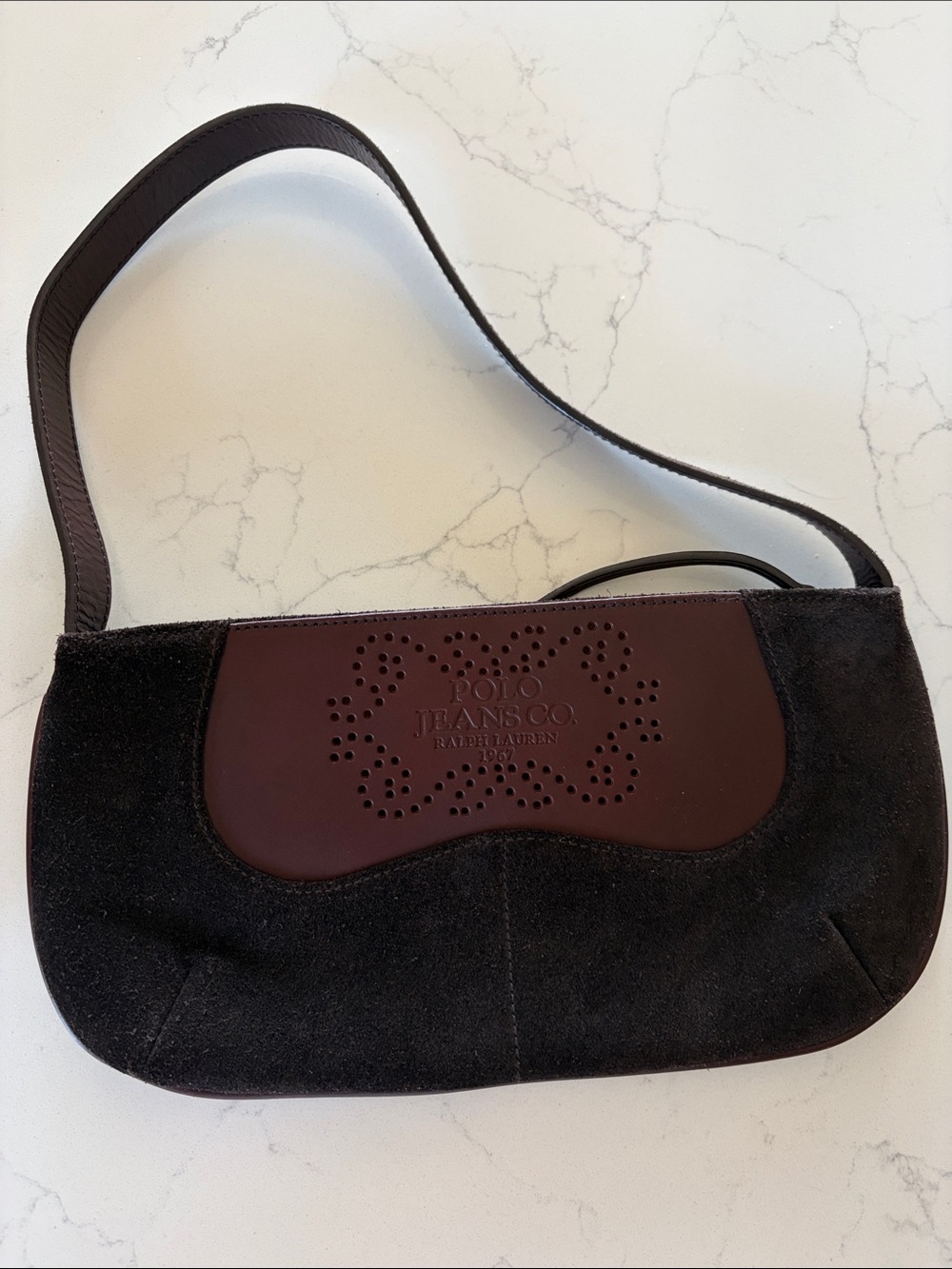 Brown Suede Shoulder Bag BY POLO RALPH LAUREN